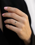 Rose Cut Pear Shape Salt and Pepper Diamond Ring 14k Yellow Gold