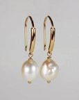 Baroque Pearl Dangle Earrings, Gold Filled Big Pearl Earrings