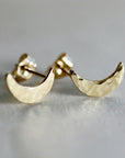 14k Solid Gold Crescent Moon Earrings, Moon Stud Earrings - Melt'm Jewelry