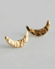 14k Solid Gold Crescent Moon Earrings, Moon Stud Earrings