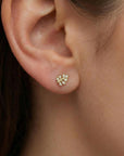 Monstera Leaf Cz Flat Back Earrings 14k Solid Gold (SINGLE OR PAIR)
