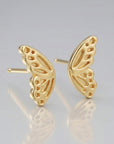 14k Gold Butterfly Wings Stud Earrings