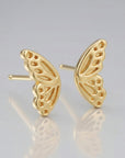 14k Gold Butterfly Wings Stud Earrings - Melt'm Jewelry