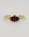 Garnet engagement ring in solid 14k gold, marquise cut January birthstone jewelry