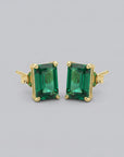 14k Gold Emerald Cut Emerald Stud Earrings - Melt'm Jewelry