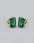 14k Gold Emerald Cut Emerald Stud Earrings