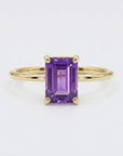 14k Gold Emerald Cut Amethyst Ring, Amethyst Engagement Ring - Melt'm Jewelry