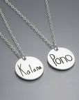 Actual Handwriting Disk Necklace, Kids Name Gold Pendant - Melt'm Jewelry