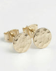 Tiny Gold Circle Earrings, Single or Pair Hammered Gold