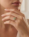 Prasiolite Cushion Cut Engagement Ring in 14K Solid Gold