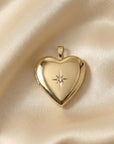 North Star Heart Locket Necklace 14k Gold Filled