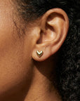 Sweetheart Solid Gold Earrings, Internally Threaded Flat Back Earrings (SINGLE or PAIR)
