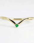 14k Solid Gold Dainty V Diamond Wedding Band