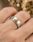 Honey Bee Ring, Sterling Silver Hammered Band and Gold Bee Ring