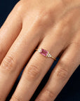 Baguette Pink Tourmaline & Diamond Art Deco Ring