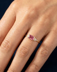 Baguette Pink Tourmaline & Diamond Art Deco Ring - Melt'm Jewelry