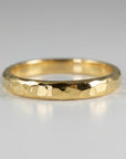 Hammered 14k solid yellow gold wedding band with thick handcrafted texture, minimalist unisex wedding ring, handmade fine jewelry