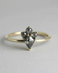 Rose Cut Kite Shape Salt and Pepper Diamond Ring in 14k Yellow Gold