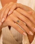 Rose Cut Kite Shape Salt and Pepper Diamond Ring in 14k Yellow Gold