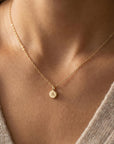 14k Solid Gold Rustic Pebble Initial Necklace