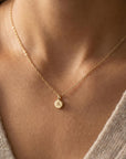 14k Solid Gold Rustic Pebble Initial Necklace