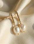 Gold filled big baroque pearl dangle earrings, minimalist drop pearl jewelry, bridal pearl earrings bridesmaid gift