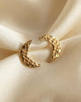 14k Solid Gold Crescent Moon Earrings, Moon Stud Earrings