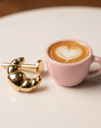 Croissant Flat Back Earrings 14k Solid Gold