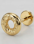 14k solid gold donut flat back cartilage earring, food themed stackable stud, internally threaded piercing jewelry gift for mom