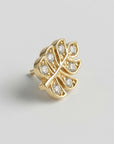 Monstera Leaf Cz Flat Back Earrings 14k Solid Gold - Melt'm Jewelry