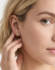 Flower Flat Back Earrings 14k Solid Gold, Cz Flower Stack Earrings