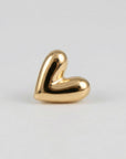 14k solid gold puffy heart flat back earring, internally threaded tragus or helix cartilage piercing stud, dainty everyday jewelry gift for her