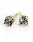 Bridal aquamarine stud earrings, handmade solid gold jewelry