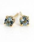 Bridal aquamarine stud earrings, handmade solid gold jewelry
