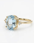 Oval Aquamarine Engagement Ring with two Accent Diamonds - Melt'm Jewelry