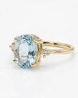 Light blue aquamarine and diamond ring in 14k gold