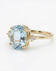 Light blue aquamarine and diamond ring in 14k gold