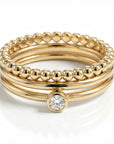Dainty Diamond Ring 14k Solid Gold – Tiny Bezel Set Diamond Solitaire Stacking Ring