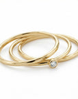 Dainty Diamond Ring 14k Solid Gold – Tiny Bezel Set Diamond Solitaire Stacking Ring