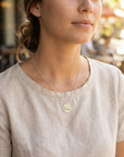 Actual Handwriting Disk Necklace, Kids Name Gold Pendant