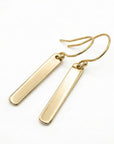 Minimalist Hammered Gold Filled Bar Drop Earrings