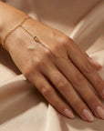 Dainty Gold Slave Bracelet, Peridot Hand Chain Bracelet - Melt'm Jewelry
