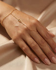 Dainty Gold Slave Bracelet, Peridot Hand Chain Bracelet