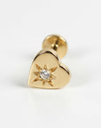 Northstar Heart Flat Back Cartilage Earrings 14k Solid Gold - Melt'm Jewelry