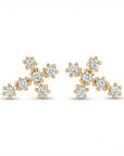 Tiny Cross Diamond Earrings in 14k Gold (SINGLE OR PAIR)
