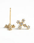 Tiny Cross Diamond Earrings in 14k Gold (SINGLE OR PAIR)