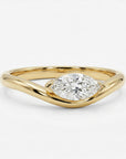 LILY marquise moissanite ring in 14k gold with wavy band, 8x4mm marquise cut minimalist engagement ring