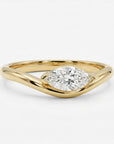 LILY marquise moissanite ring in 14k gold with wavy band, 8x4mm marquise cut minimalist engagement ring