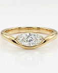 minimalist marquise moissanite engagement ring LILY, 14k gold wavy band with 8x4mm marquise gem