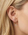 14k Gold Aquamarine Earrings, Baguette Aquamarine Dangle Hoop Earrings